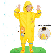 Load image into Gallery viewer, 1-10 Years Old Children Raincoat kids Boys Girls Waterproof Jumpsuit Hooded One-Piece Cartoon Dinosaur Baby Rainwear And Pants
