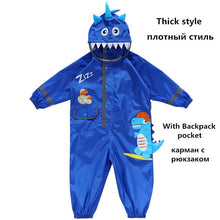 Load image into Gallery viewer, 1-10 Years Old Children Raincoat kids Boys Girls Waterproof Jumpsuit Hooded One-Piece Cartoon Dinosaur Baby Rainwear And Pants
