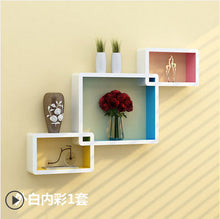 Load image into Gallery viewer, 3pcs one set rectangle wooden wall clapboard creative decorative shelf living room wall shelf storage rack
