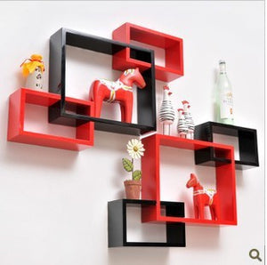 3pcs one set rectangle wooden wall clapboard creative decorative shelf living room wall shelf storage rack