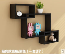 Load image into Gallery viewer, 3pcs one set rectangle wooden wall clapboard creative decorative shelf living room wall shelf storage rack
