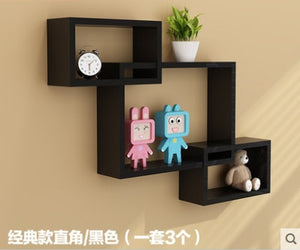 3pcs one set rectangle wooden wall clapboard creative decorative shelf living room wall shelf storage rack